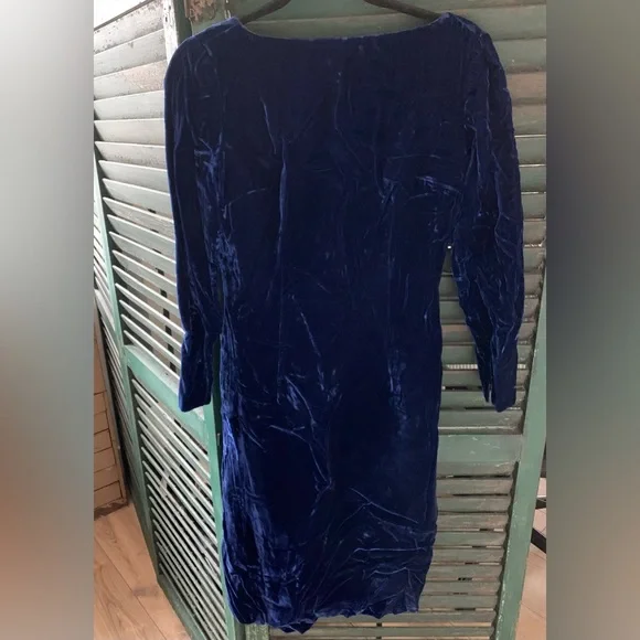 Dresses | Vintage 195s1960s Royal Blue Velvet Long Sleeve Dress | Poshmark
